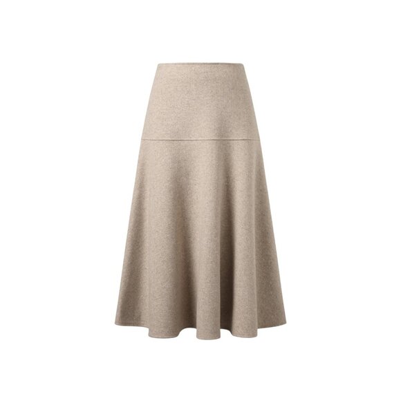 OGL Heather Oatmeal Wool-Like Flared Maxi Skirt CashSoft Size Small NWT XS $79 - Picture 10 of 11